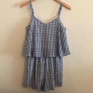 BB Dakota Blue & White Tank Romper! Size XS